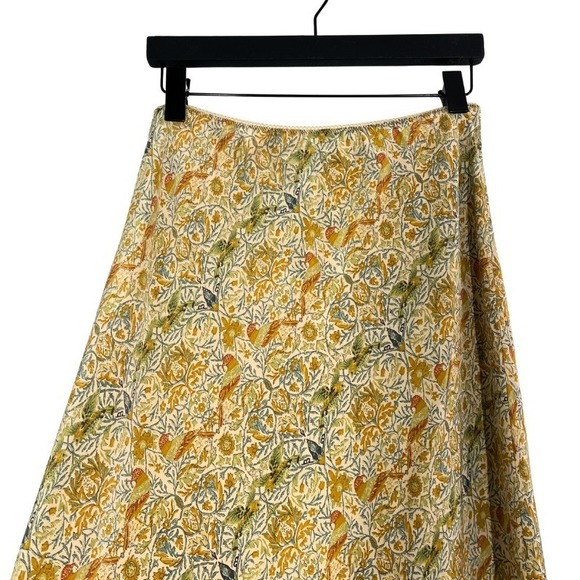 Sundance Silk Skirt Sz 12 Boho Floral Bird Print Midi A-Line Cottagecore Prairie - Picture 4 of 8